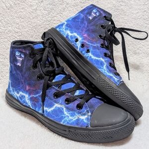 RAAD High-Top Sneakers Unisex M9.5/W11 Blue Lightning Storm Skull Grim Reaper